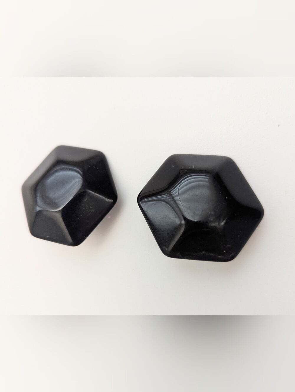 Vintage Black Geometric Hexagon-Shaped Clip-On Earrings